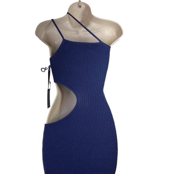 h:ours | NWT Evelyne Cut Out Knit Dress in Midnight Blue Size L - Picture 7 of 10